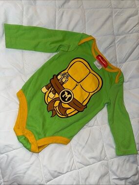 6/12m VTG Nickelodeon Green & Yellow Teenage Mutant Ninja Turtles Baby One-Piece